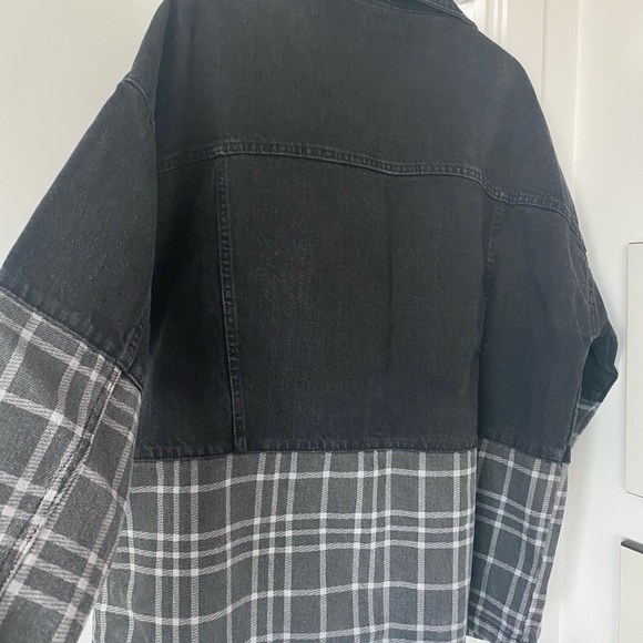 Boohoo Check Contrast Oversized Denim Jacket - Picture 10 of 11